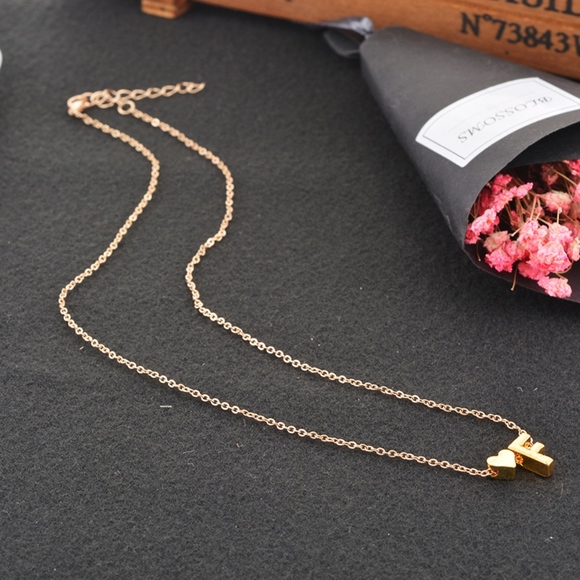 Silver/Gold Q Initial Heart Charm Necklace - Picture 2 of 8